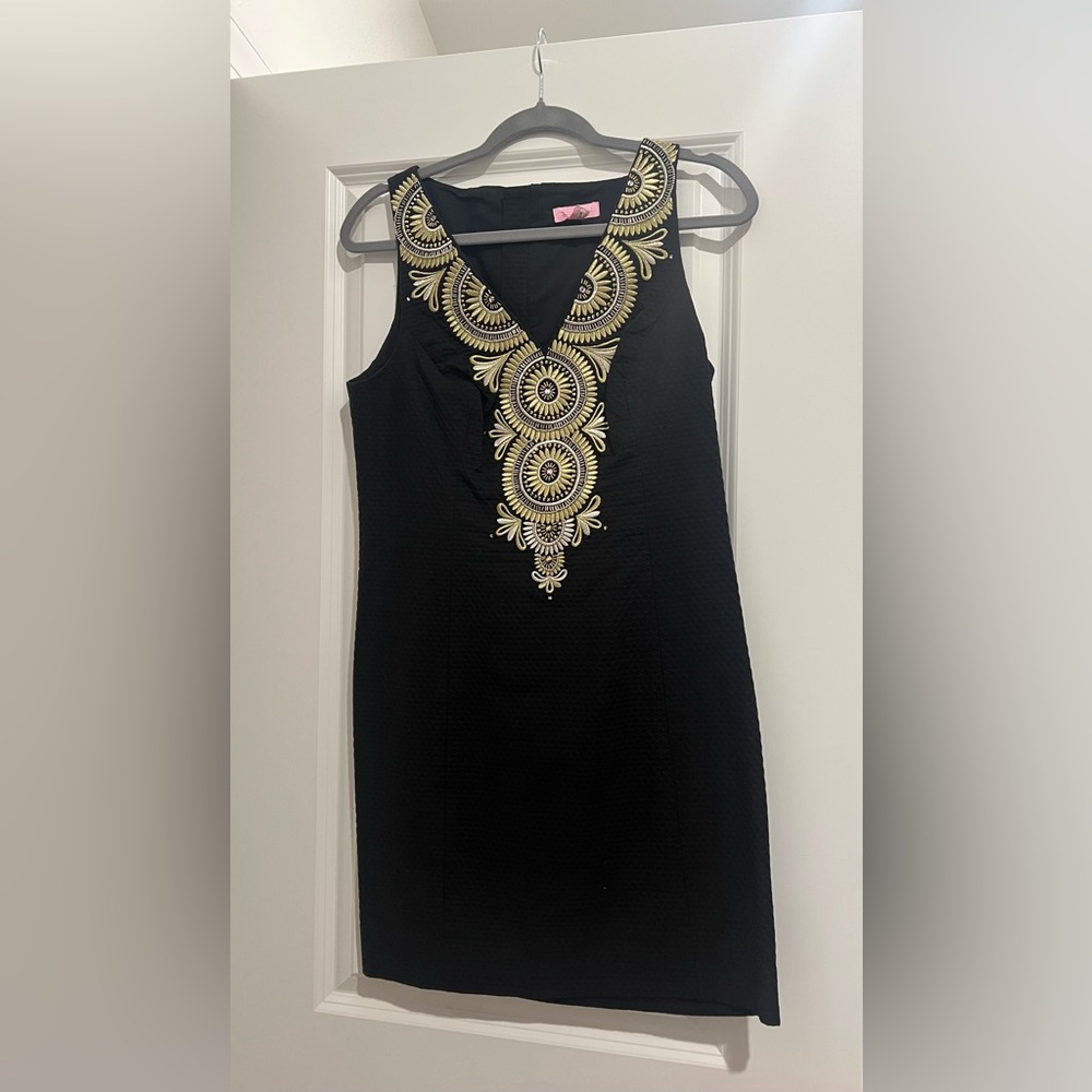 Lilly Pulitzer Black Dress with Gold Detailing